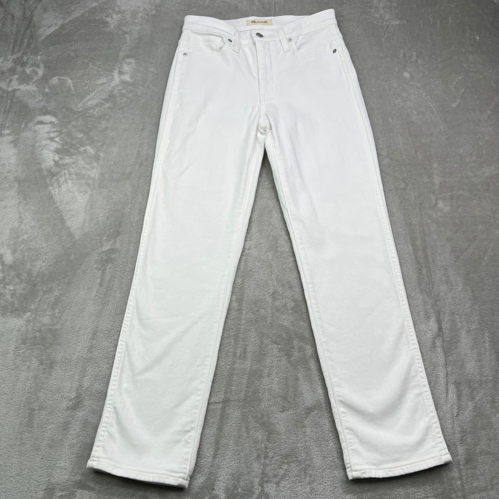 Madewell Stovepipe Jeans Womens 25 White Solid Stretch High Rise Straight Leg